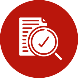 Document with magnifying glass and checkmark