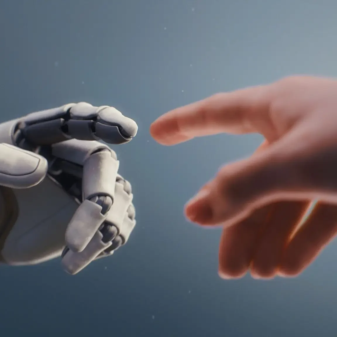 Human hand reaching robotic hand